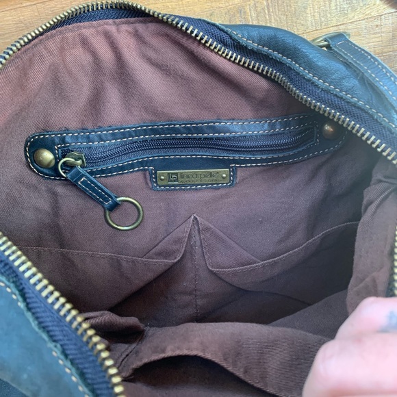 Linea Pelle Black Leather Handbag with Zippers Vintage - Picture 4 of 4